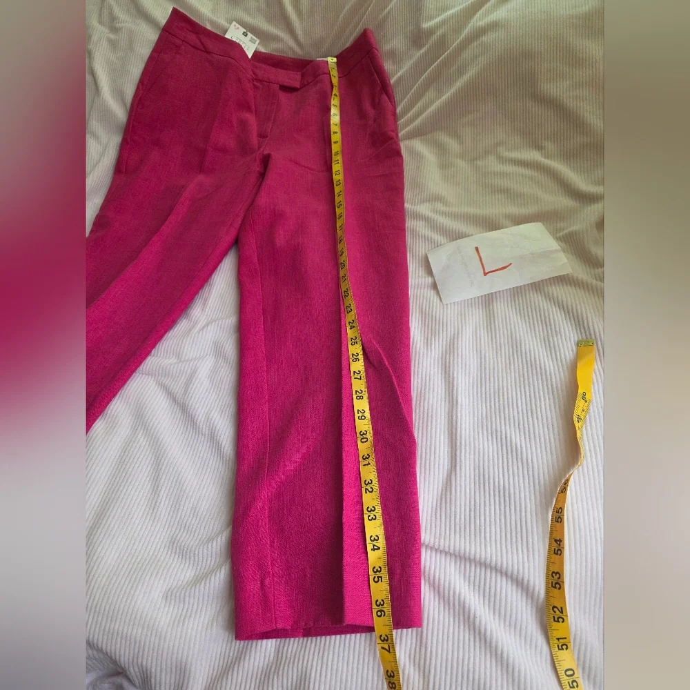 Zara High-waisted Slim Linen Pants Fuschia ZW COllection Bnwt